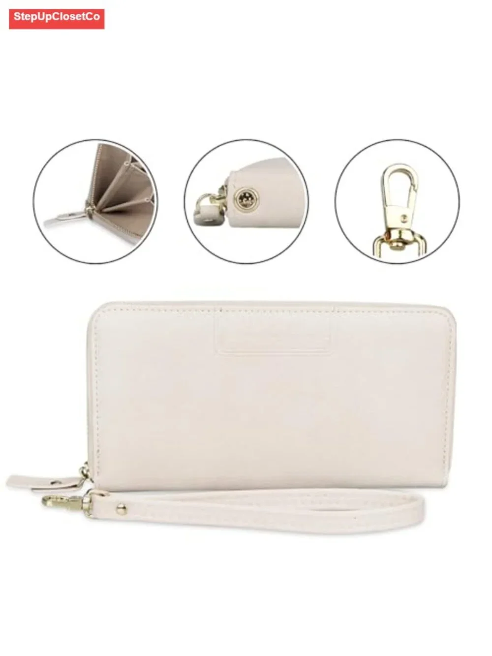PU Vegan Leather Wristlet Wallet Zip Around Clutch Card Holder Phone Purse